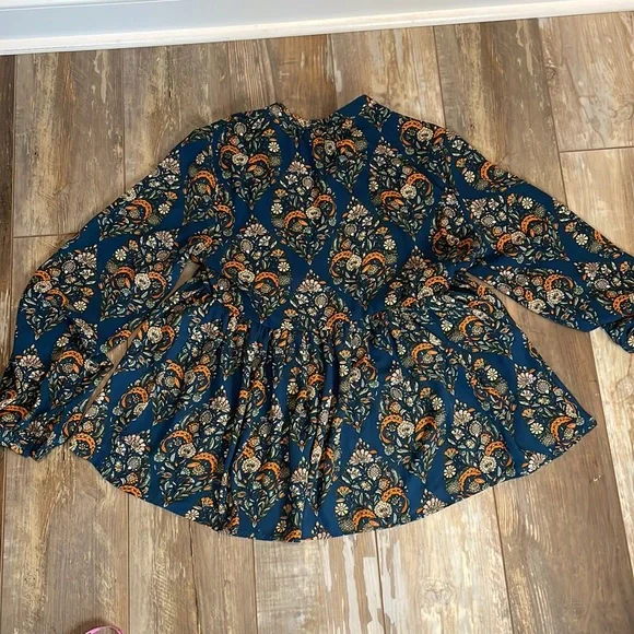 ANTHROPOLOGIE Romeo and Juliet Blue Paisley Print - Picture 7 of 8